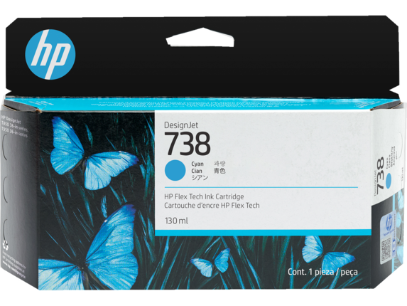 Hình của HP 738 130ml Cyan DesignJet Ink Cartridge (498N5A)