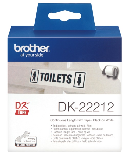 Hình của Nhãn giấy Brother DK-22212, Black on White, khổ 62mm x 30m