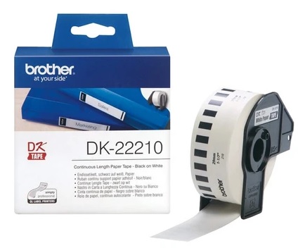 Hình của Nhãn giấy Brother DK-22210, Black on White, khổ 29mm x 30m