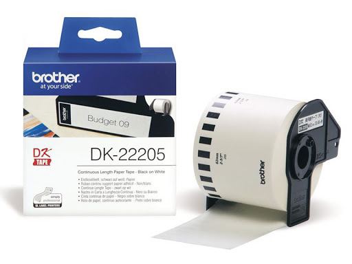 Hình của Nhãn giấy Brother DK-22205, Black on White, khổ 62mm x 30m