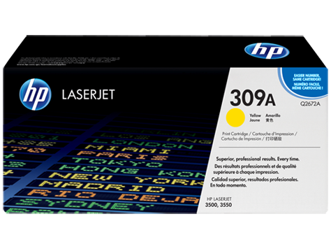 HP 309A Yellow Original LaserJet Toner Cartridge (Q2672A)