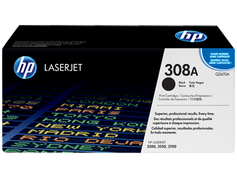 HP 308A Black Original LaserJet Toner Cartridge (Q2670A)