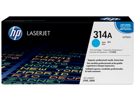 HP 314A Cyan Original LaserJet Toner Cartridge (Q7561A)