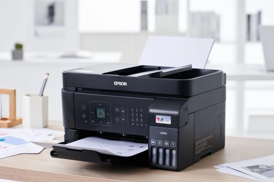 Máy in phun màu đa năng Epson EcoTank L5590 – In, Scan, Copy, Fax, Wi-Fi, tiết kiệm mực, chính hãng