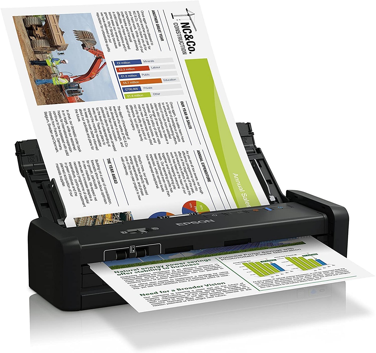 Máy scan di động Epson WorkForce DS-360W – Wi-Fi, scan 2 mặt tự động, chính hãng