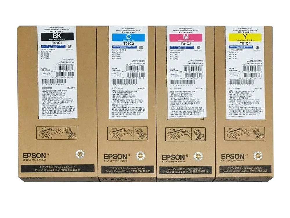 Hộp mực vàng Epson T01C4 Yellow Ink Pack C13T01C400 – Dung lượng tiêu chuẩn 5.000 trang cho WF-C529R/WF-C579R